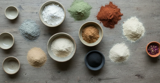 clays, charcoal, and other natural additives
