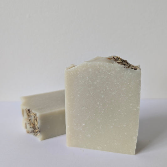 Two bars of soap on a white background